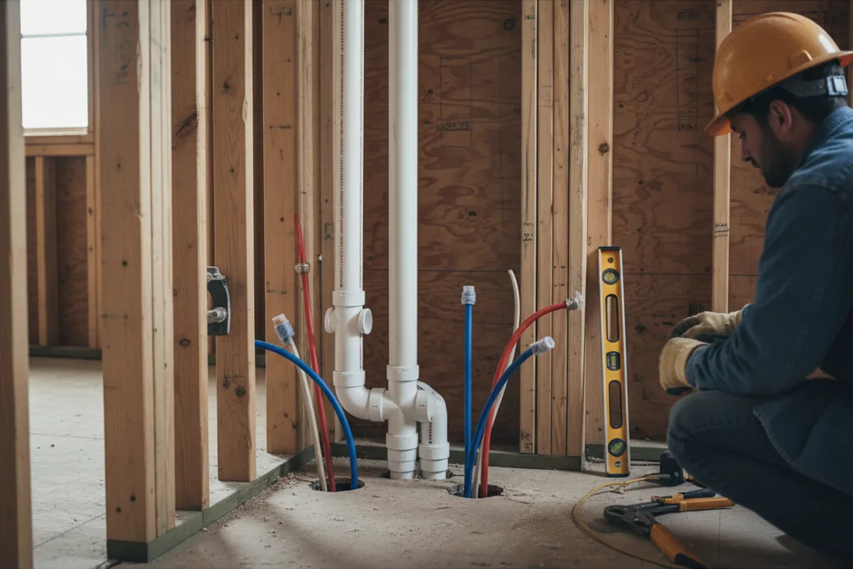 Drain and supply rough-in during Garbage Disposal Repair in Brookline
